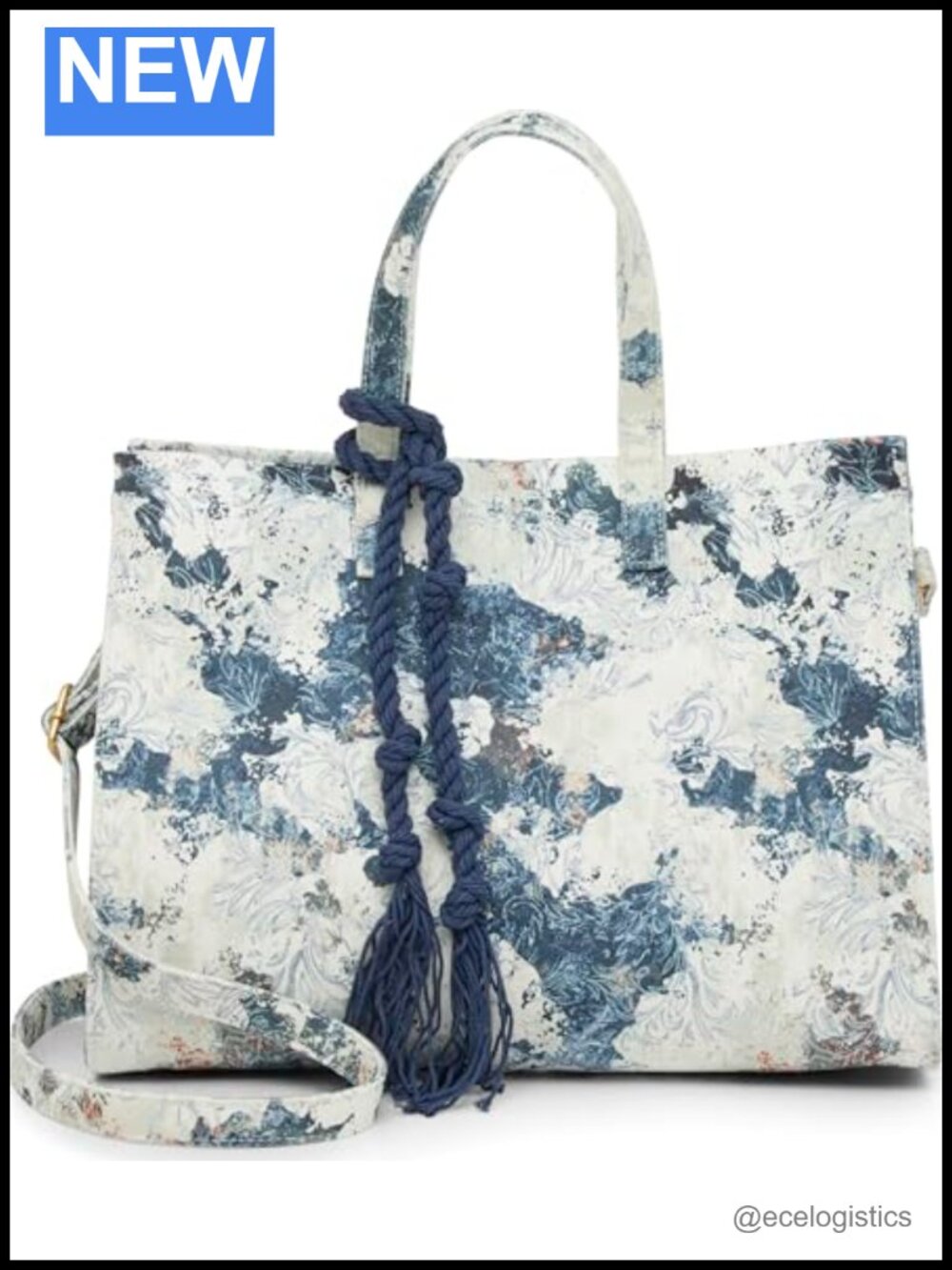 Vince Camuto Aalis Floral Cotton Tote Shoulder Bag Magnetic Closure